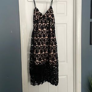 Black lace midi dress